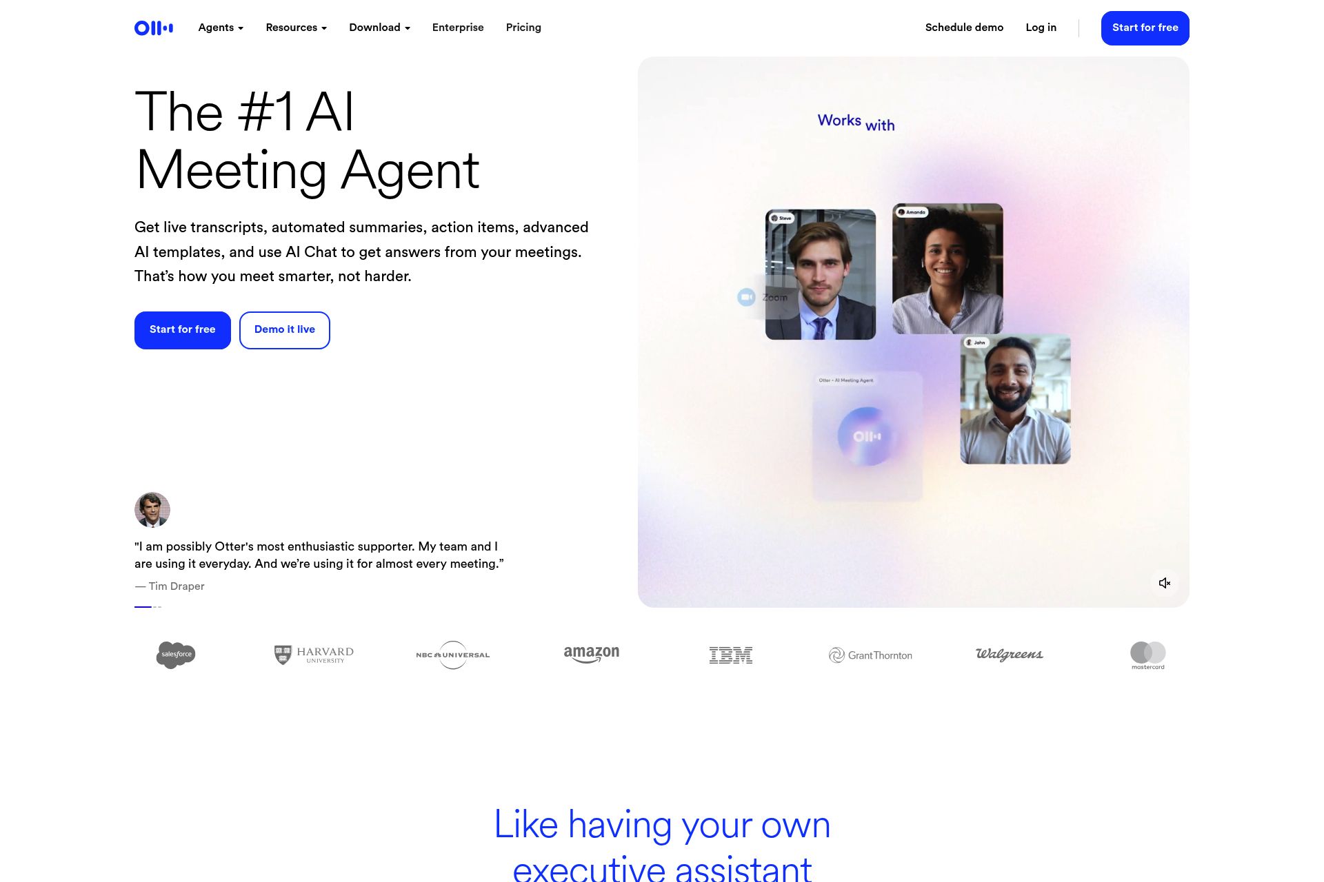 Screenshot of Free AI-Powered Transcription Service by Otter.ai