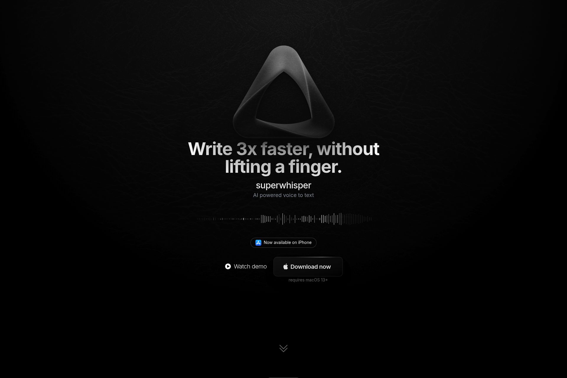 Full size screenshot of Super Whisper AI Writing Tool